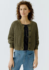 Oui Knitted Button Up Cardigan, Green