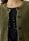 Oui Knitted Button Up Cardigan, Green