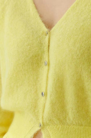 Oui Knitted Button-Down Cardigan, Yellow
