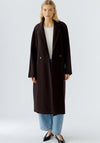Oui Wool Classic Long Coat, Brown