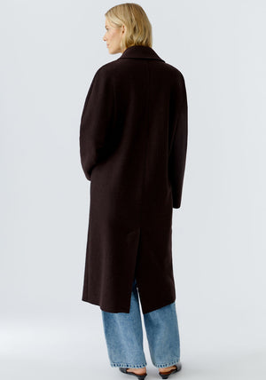Oui Wool Classic Long Coat, Brown