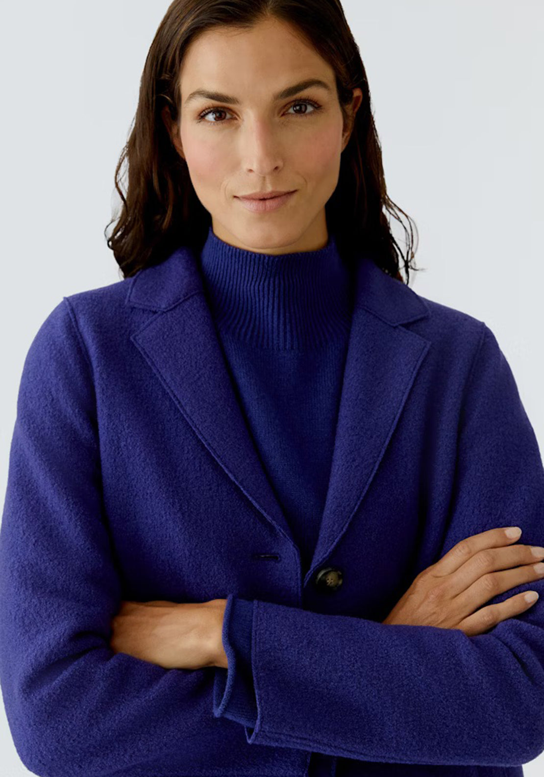 Oui Mayson Boiled Wool Jacket, Blue Ribbon