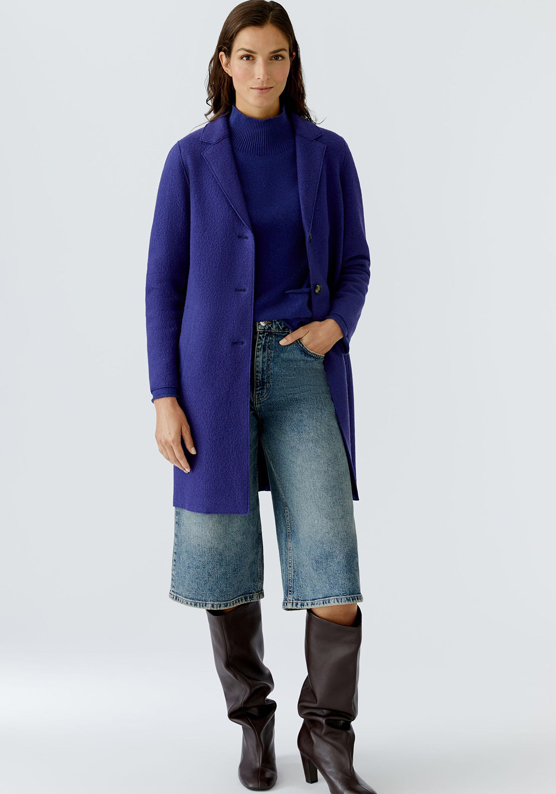 Oui Mayson Boiled Wool Jacket, Blue Ribbon