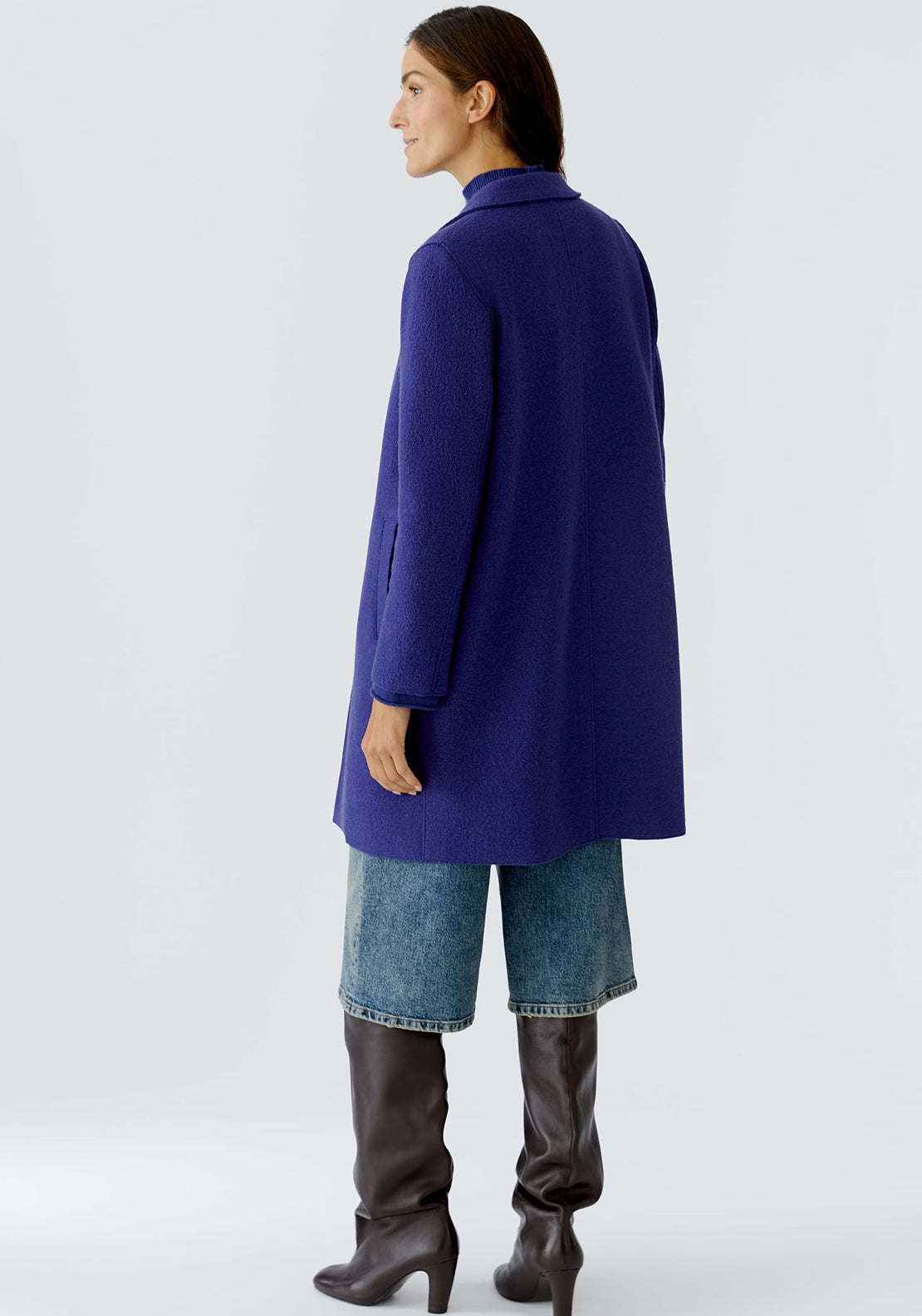 Oui Mayson Boiled Wool Jacket, Blue Ribbon
