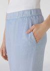 Oui Linen Wide Leg Culottes, Light Blue