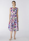 Oui Vibrant Floral Linen Blend Dress, Lilac Green