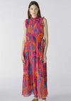 Oui Floral Print Chiffon Maxi Dress, Pink & Orange
