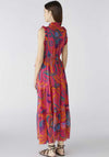 Oui Floral Print Chiffon Maxi Dress, Pink & Orange