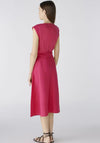 Oui Linen Cotton Fit and Flare Midi Dress, Pink