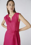 Oui Linen Cotton Fit and Flare Midi Dress, Pink