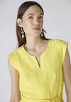 Oui Linen Cotton Fit and Flare Midi Dress, Yellow