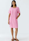 Oui Ribbed Neck Linen Dress, Pink