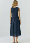 Oui Sleeveless Cotton Linen Mix Midi Dress, Navy