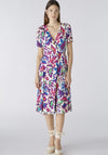 Oui Vibrant Floral Jersey Wrap Dress, White Violet