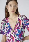 Oui Vibrant Floral Jersey Wrap Dress, White Violet