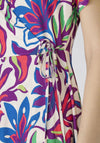 Oui Vibrant Floral Jersey Wrap Dress, White Violet