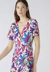 Oui Vibrant Floral Jersey Wrap Dress, White Violet