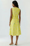 Oui Lemon Print with Belt Detail A-Line Dress, Yellow