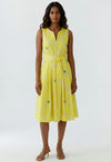 Oui Lemon Print with Belt Detail A-Line Dress, Yellow