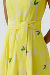 Oui Lemon Print with Belt Detail A-Line Dress, Yellow