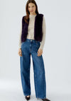 Oui Faux Fur Sleeveless Jacket, Purple