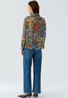 Oui Mesh Floral with Neck Detail Top, Multi Coloured