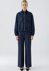Oui Funnel Neck Full Zip Jacket, Navy