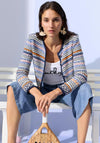 Oui Knit Striped Cardigan, Blue Multi