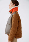 Oui Reversible Borg Mix Jacket, Brown