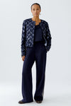 Oui Matte And Glossy Sequin Jacket, Navy