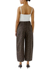 Oui Leopard Balloon Fit Cropped Jeans, Brown