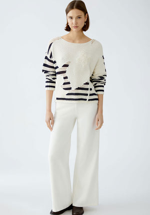 Oui High Rise Wide Leg Jeans, White