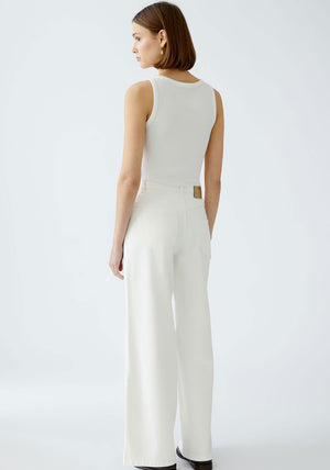 Oui High Rise Wide Leg Jeans, White