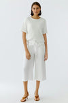 Oui High Waisted Cropped Trousers, White