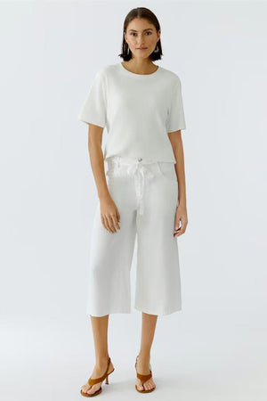 Oui High Waisted Cropped Trousers, White
