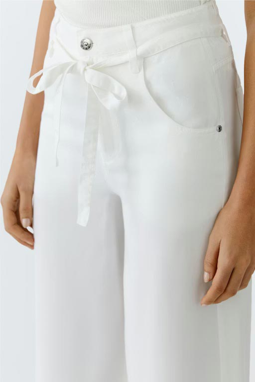 Oui High Waisted Cropped Trousers, White