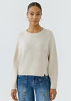 Oui Knitted Round Neck Jumper, Beige