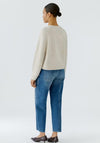 Oui Knitted Round Neck Jumper, Beige