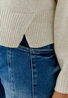 Oui Knitted Round Neck Jumper, Beige