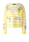 Oui Striped Embroidered Cotton Jumper, Yellow