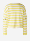 Oui Striped Embroidered Cotton Jumper, Yellow