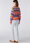 Oui Striped Cotton Knit Jumper, Pink & Orange