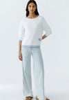 Oui Leeza Striped Trim Knit Jumper, White & Blue