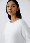 Oui Leeza Striped Trim Knit Jumper, White & Blue