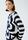 Oui Floral Intarsia Knit Jumper, Navy