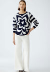 Oui Floral Intarsia Knit Jumper, Navy