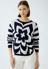 Oui Floral Intarsia Knit Jumper, Navy