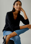 Oui Freyja V Neck Jumper, Black