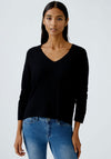 Oui Freyja V Neck Jumper, Black