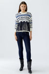 OUI Zigzag Jagged Fringe Pullover, White
